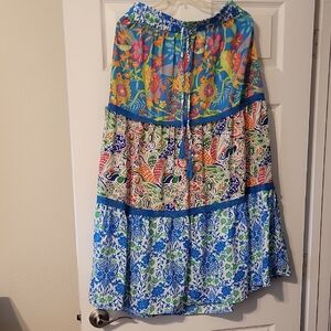 Colorful Floral and Paisley Maxi Skirt